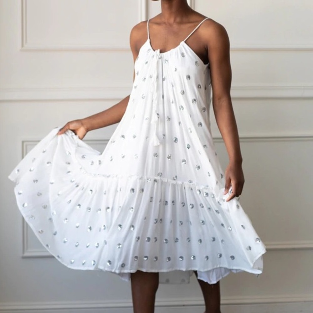 Wishlist Apparel Silver Sequin Polka Dot Dress